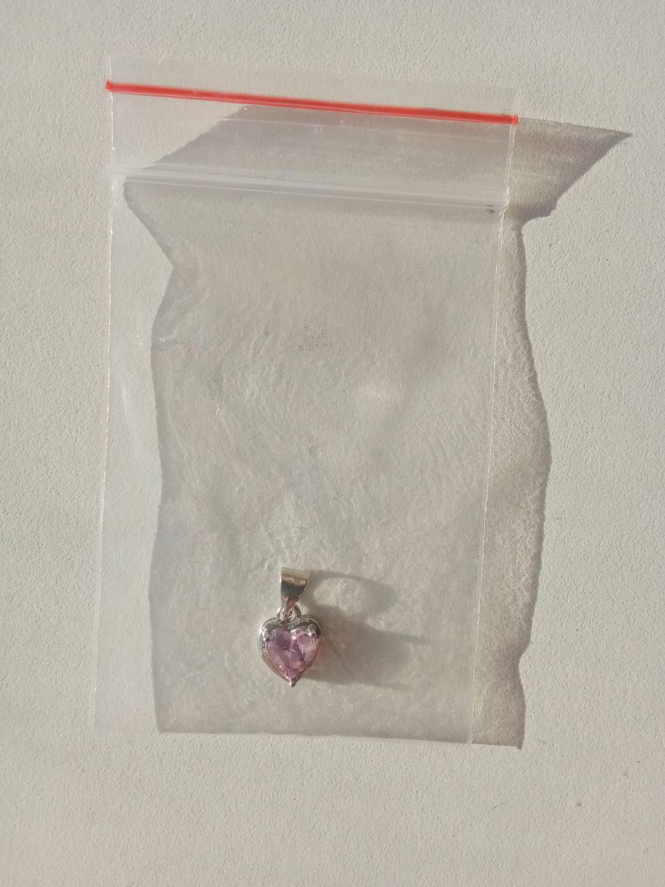 Кулон подвеска сердце розовая камень Sunlight бижутерия украшения серебро позолота серебристый мода