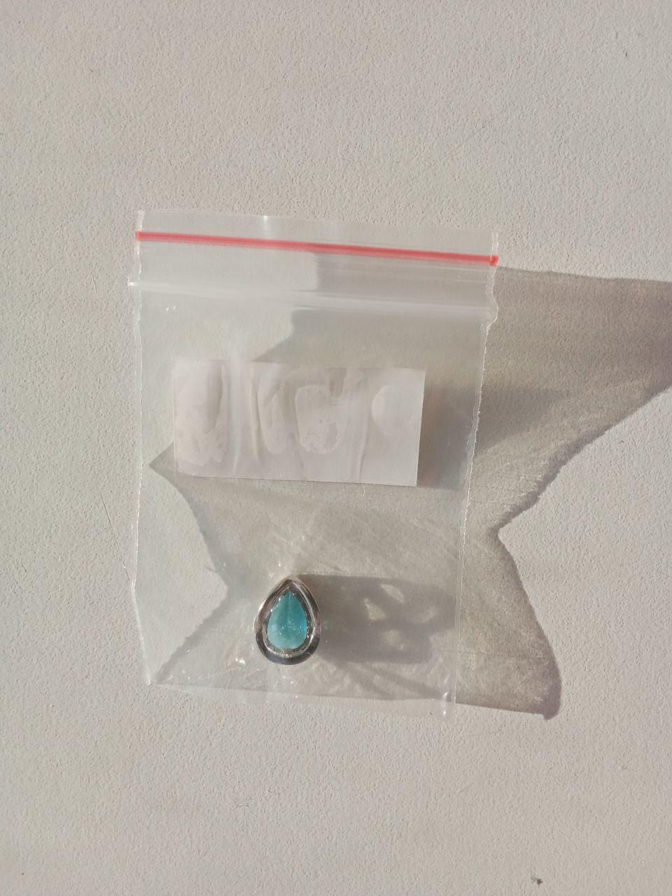 Кулон подвеска капелька голубой камень Sunlight бижктерия украшения серебро позолота бирюза