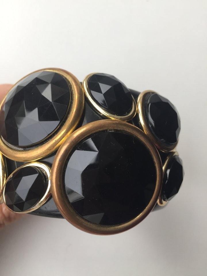 Браслет новый черный камни стразы swarovski сваровски кристалы металл золото широкий пластик