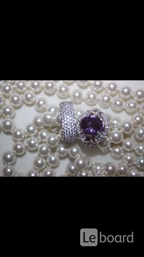 Кольцо новое серебро 19 размер камень аметист фиолетовый сиреневый камни сваровски swarovski кристал