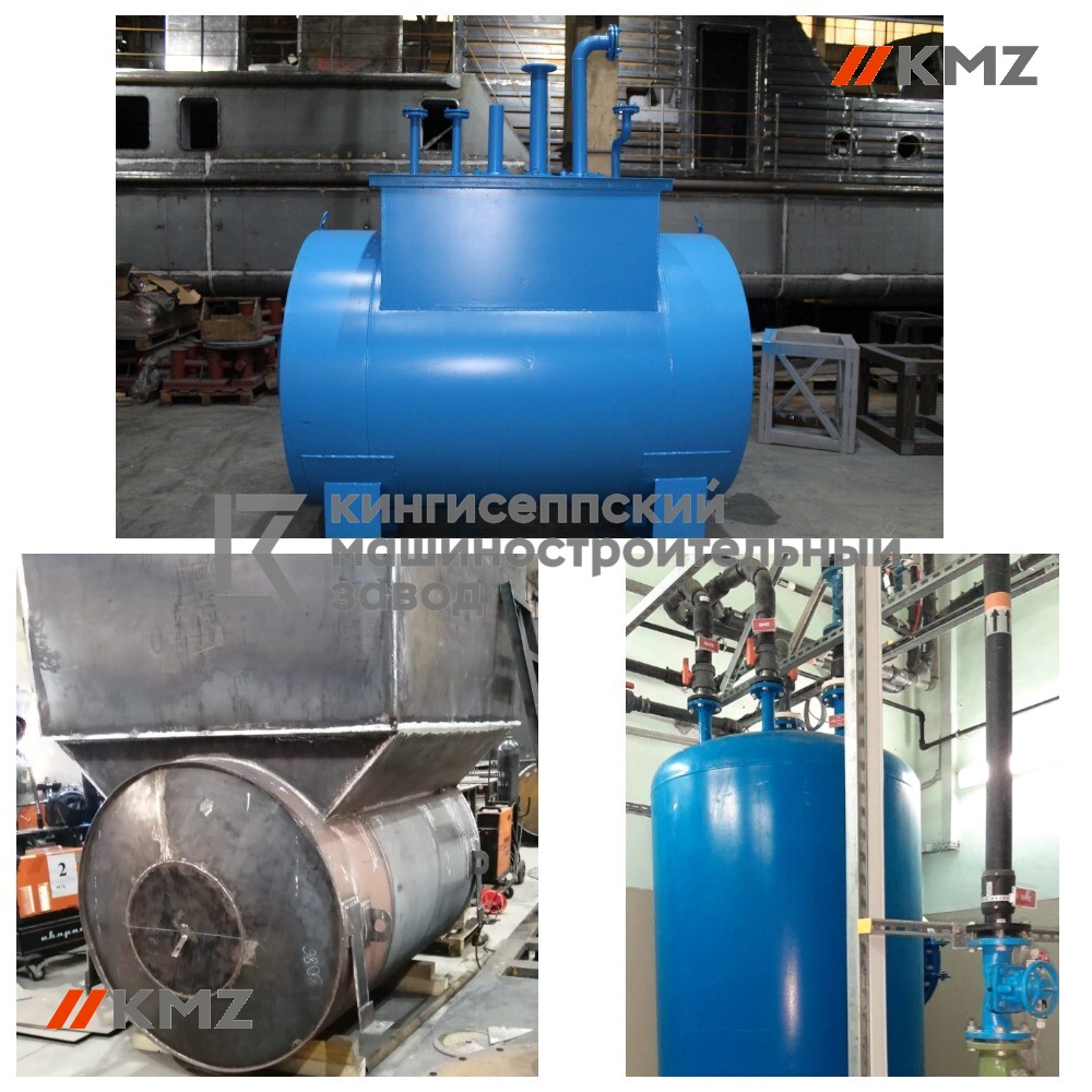 Резервуары горизонтальные для хранения светлых и темных нефтепродуктов.